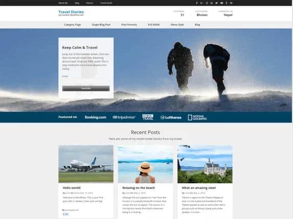 Travel Diaries - WordPress theme